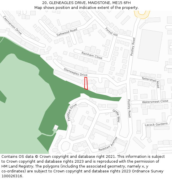 20, GLENEAGLES DRIVE, MAIDSTONE, ME15 6FH: Location map and indicative extent of plot
