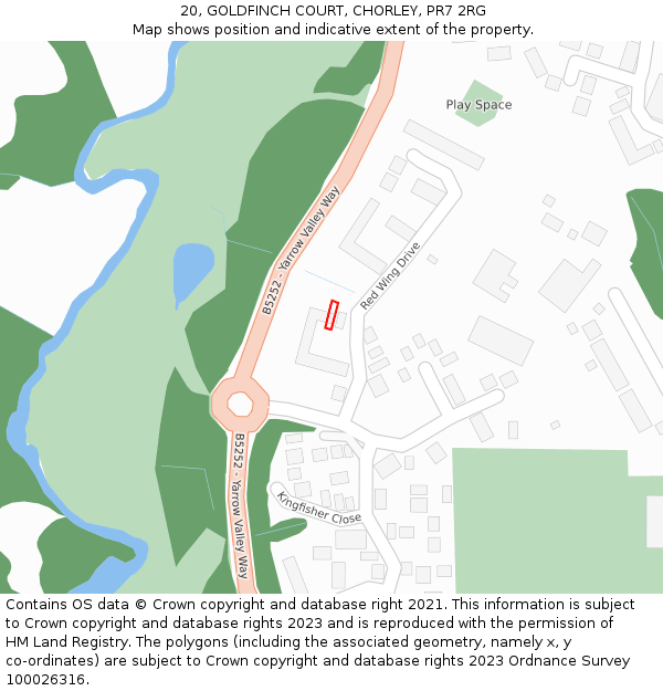 20, GOLDFINCH COURT, CHORLEY, PR7 2RG: Location map and indicative extent of plot