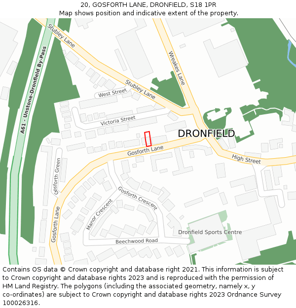 20, GOSFORTH LANE, DRONFIELD, S18 1PR: Location map and indicative extent of plot