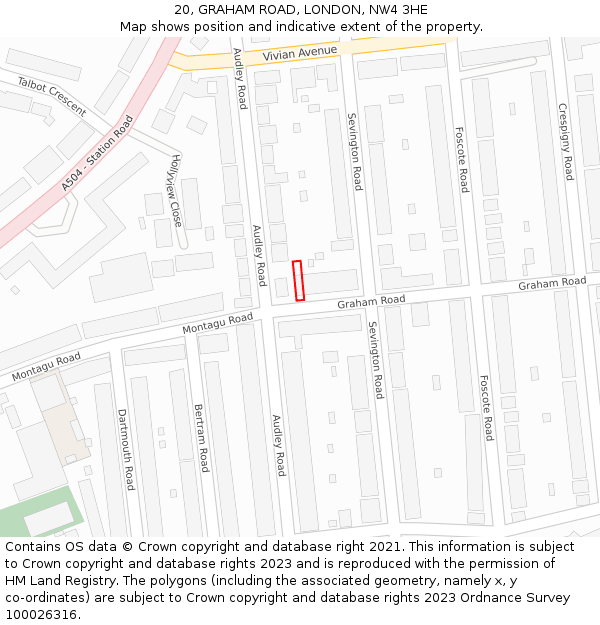20, GRAHAM ROAD, LONDON, NW4 3HE: Location map and indicative extent of plot