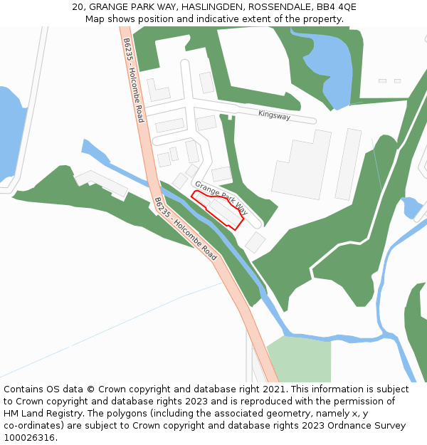 20, GRANGE PARK WAY, HASLINGDEN, ROSSENDALE, BB4 4QE: Location map and indicative extent of plot