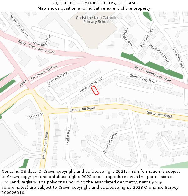 20, GREEN HILL MOUNT, LEEDS, LS13 4AL: Location map and indicative extent of plot