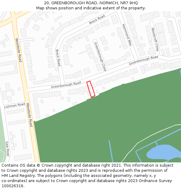 20, GREENBOROUGH ROAD, NORWICH, NR7 9HQ: Location map and indicative extent of plot