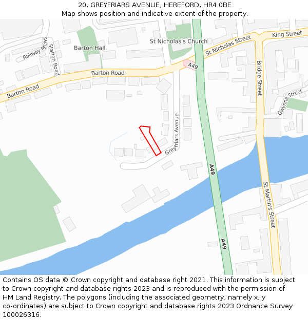 20, GREYFRIARS AVENUE, HEREFORD, HR4 0BE: Location map and indicative extent of plot