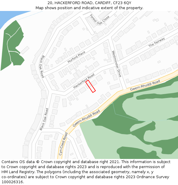 20, HACKERFORD ROAD, CARDIFF, CF23 6QY: Location map and indicative extent of plot