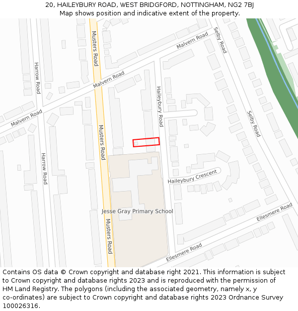 20, HAILEYBURY ROAD, WEST BRIDGFORD, NOTTINGHAM, NG2 7BJ: Location map and indicative extent of plot