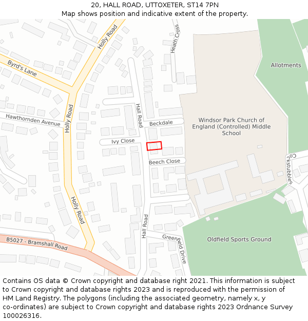 20, HALL ROAD, UTTOXETER, ST14 7PN: Location map and indicative extent of plot