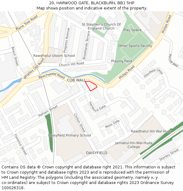 20, HARWOOD GATE, BLACKBURN, BB1 5HP: Location map and indicative extent of plot