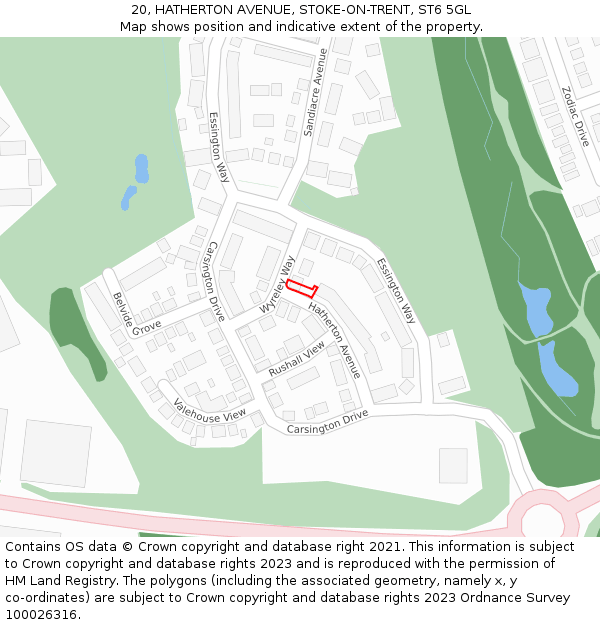 20, HATHERTON AVENUE, STOKE-ON-TRENT, ST6 5GL: Location map and indicative extent of plot