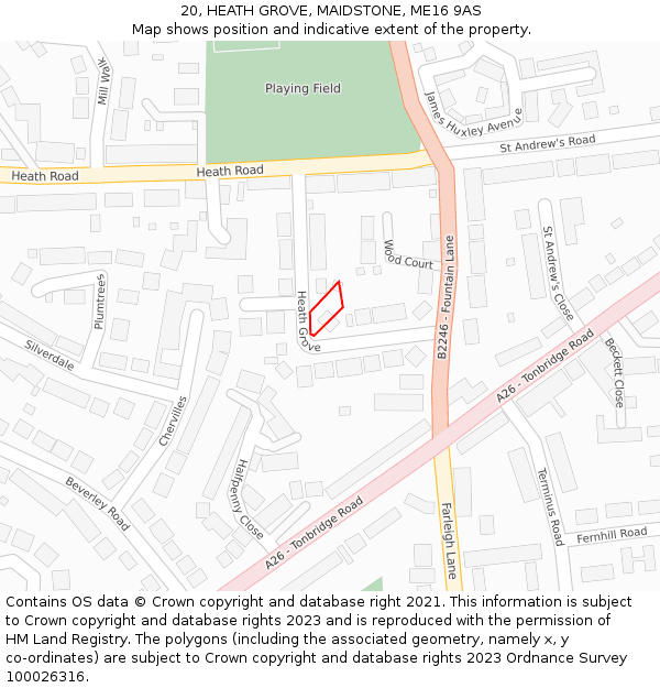 20, HEATH GROVE, MAIDSTONE, ME16 9AS: Location map and indicative extent of plot