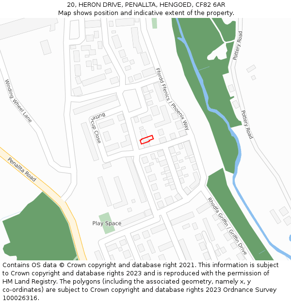 20, HERON DRIVE, PENALLTA, HENGOED, CF82 6AR: Location map and indicative extent of plot