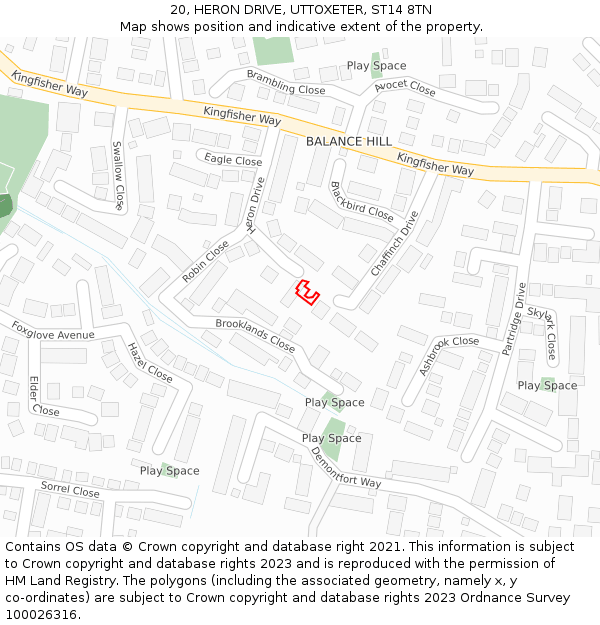 20, HERON DRIVE, UTTOXETER, ST14 8TN: Location map and indicative extent of plot