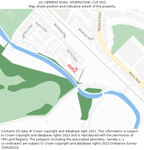 20, HERRING ROAD, ATHERSTONE, CV9 2NZ: Location map and indicative extent of plot