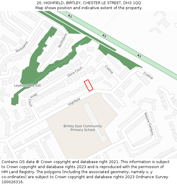 20, HIGHFIELD, BIRTLEY, CHESTER LE STREET, DH3 1QQ: Location map and indicative extent of plot