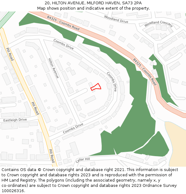 20, HILTON AVENUE, MILFORD HAVEN, SA73 2PA: Location map and indicative extent of plot