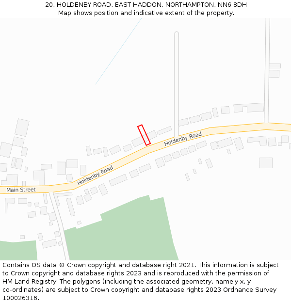 20, HOLDENBY ROAD, EAST HADDON, NORTHAMPTON, NN6 8DH: Location map and indicative extent of plot