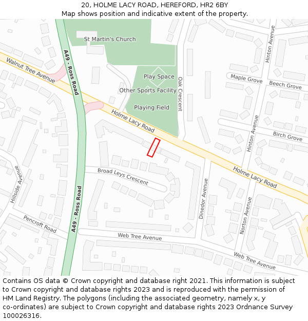 20, HOLME LACY ROAD, HEREFORD, HR2 6BY: Location map and indicative extent of plot