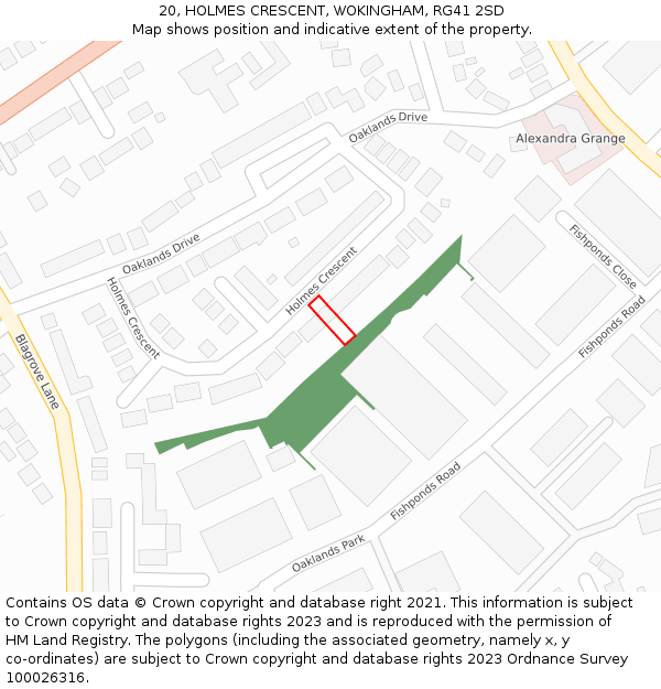 20, HOLMES CRESCENT, WOKINGHAM, RG41 2SD: Location map and indicative extent of plot