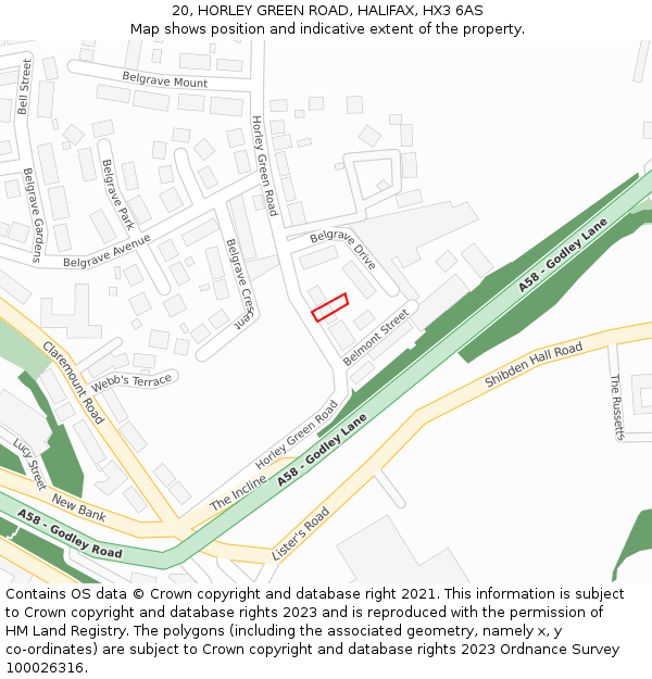 20, HORLEY GREEN ROAD, HALIFAX, HX3 6AS: Location map and indicative extent of plot
