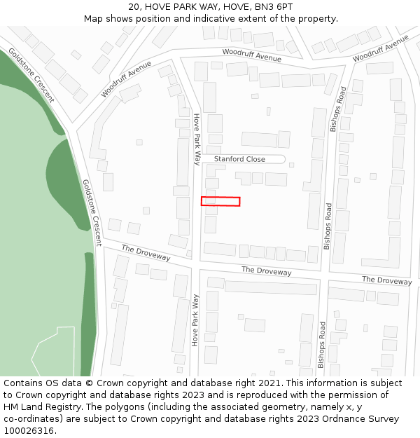 20, HOVE PARK WAY, HOVE, BN3 6PT: Location map and indicative extent of plot