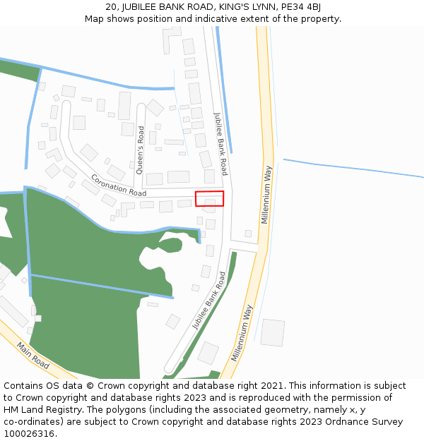 20, JUBILEE BANK ROAD, KING'S LYNN, PE34 4BJ: Location map and indicative extent of plot