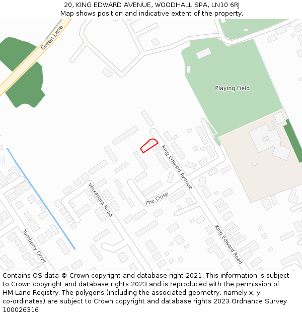 20, KING EDWARD AVENUE, WOODHALL SPA, LN10 6RJ: Location map and indicative extent of plot