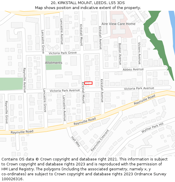 20, KIRKSTALL MOUNT, LEEDS, LS5 3DS: Location map and indicative extent of plot