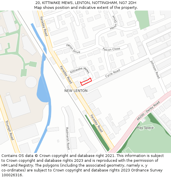 20, KITTIWAKE MEWS, LENTON, NOTTINGHAM, NG7 2DH: Location map and indicative extent of plot