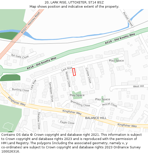 20, LARK RISE, UTTOXETER, ST14 8SZ: Location map and indicative extent of plot