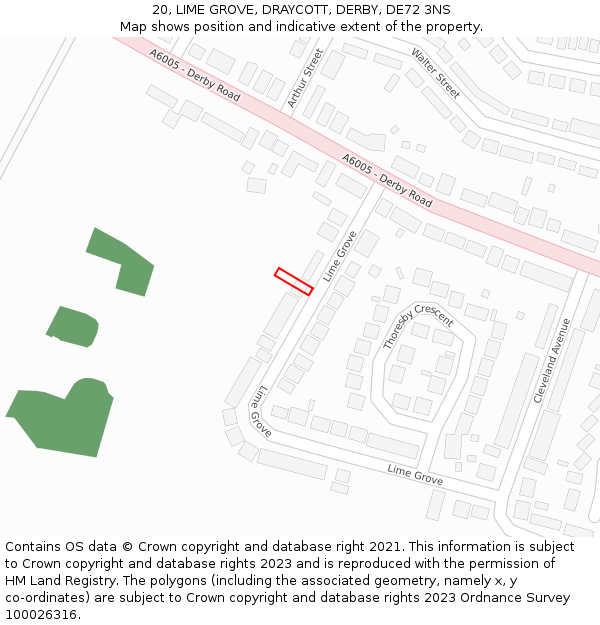 20, LIME GROVE, DRAYCOTT, DERBY, DE72 3NS: Location map and indicative extent of plot
