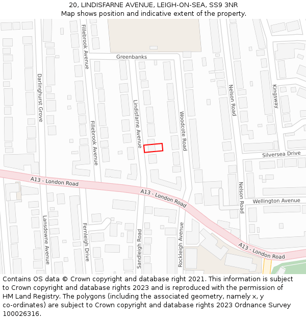 20, LINDISFARNE AVENUE, LEIGH-ON-SEA, SS9 3NR: Location map and indicative extent of plot