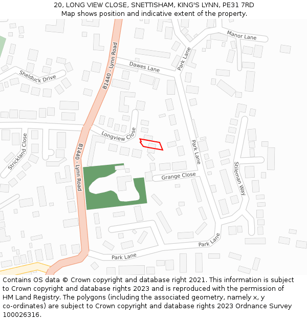 20, LONG VIEW CLOSE, SNETTISHAM, KING'S LYNN, PE31 7RD: Location map and indicative extent of plot