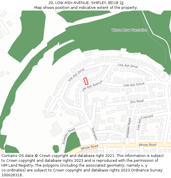 20, LOW ASH AVENUE, SHIPLEY, BD18 1JJ: Location map and indicative extent of plot