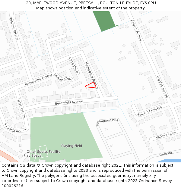 20, MAPLEWOOD AVENUE, PREESALL, POULTON-LE-FYLDE, FY6 0PU: Location map and indicative extent of plot