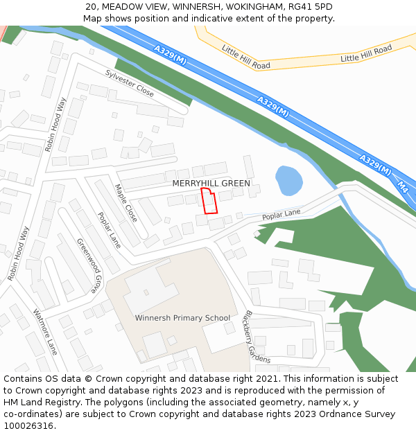 20, MEADOW VIEW, WINNERSH, WOKINGHAM, RG41 5PD: Location map and indicative extent of plot
