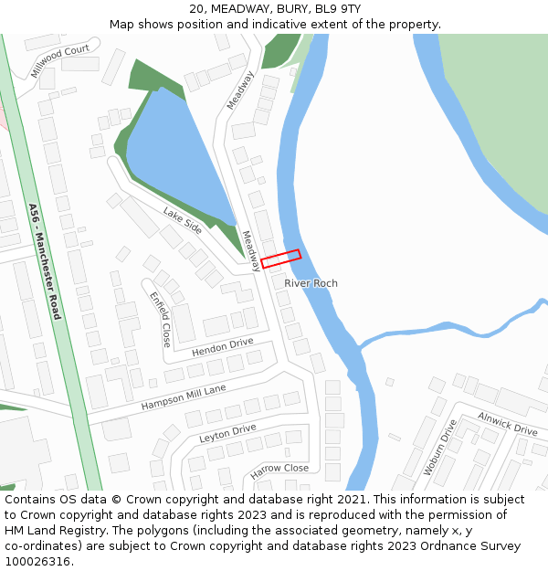 20, MEADWAY, BURY, BL9 9TY: Location map and indicative extent of plot