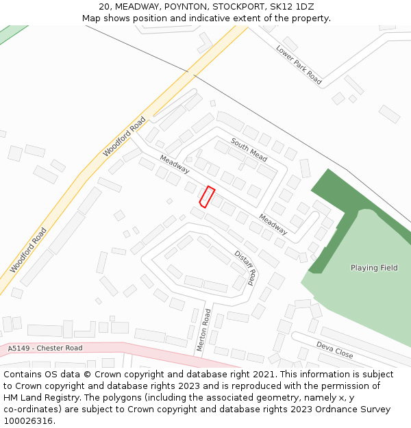 20, MEADWAY, POYNTON, STOCKPORT, SK12 1DZ: Location map and indicative extent of plot