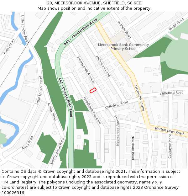 20, MEERSBROOK AVENUE, SHEFFIELD, S8 9EB: Location map and indicative extent of plot