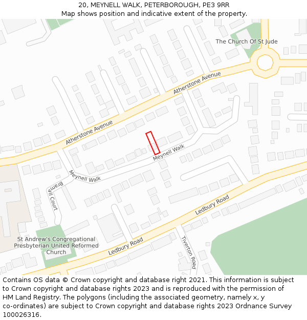 20, MEYNELL WALK, PETERBOROUGH, PE3 9RR: Location map and indicative extent of plot