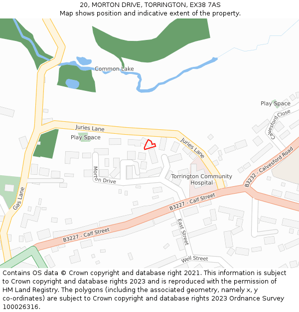 20, MORTON DRIVE, TORRINGTON, EX38 7AS: Location map and indicative extent of plot