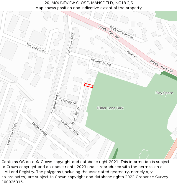 20, MOUNTVIEW CLOSE, MANSFIELD, NG18 2JS: Location map and indicative extent of plot