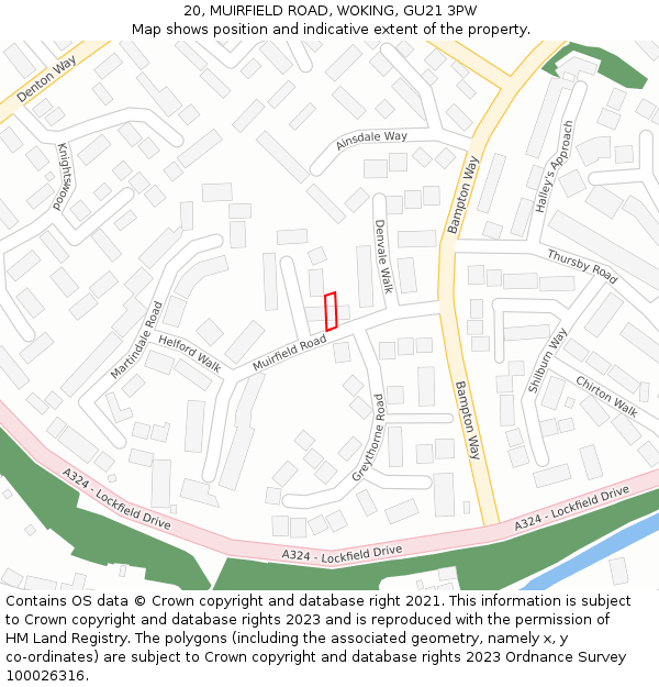 20, MUIRFIELD ROAD, WOKING, GU21 3PW: Location map and indicative extent of plot
