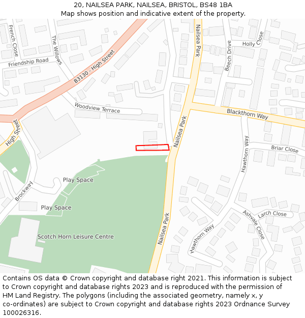 20, NAILSEA PARK, NAILSEA, BRISTOL, BS48 1BA: Location map and indicative extent of plot