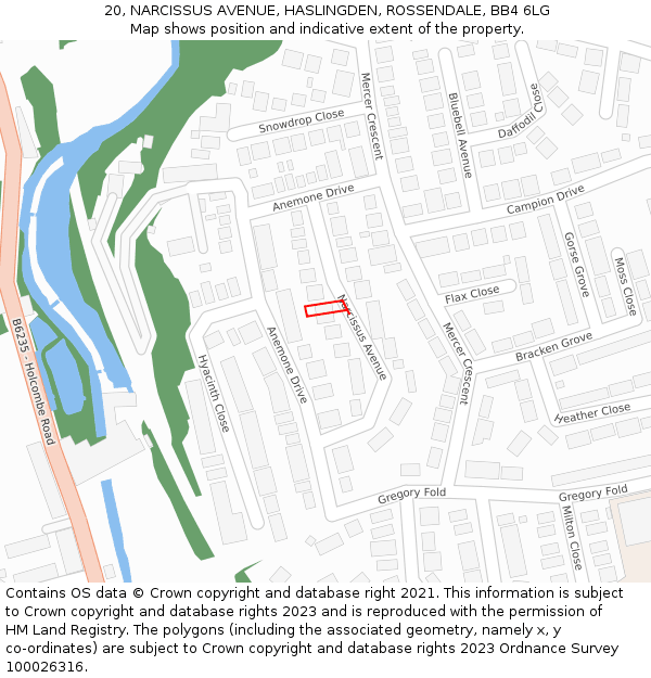 20, NARCISSUS AVENUE, HASLINGDEN, ROSSENDALE, BB4 6LG: Location map and indicative extent of plot