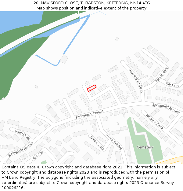 20, NAVISFORD CLOSE, THRAPSTON, KETTERING, NN14 4TG: Location map and indicative extent of plot