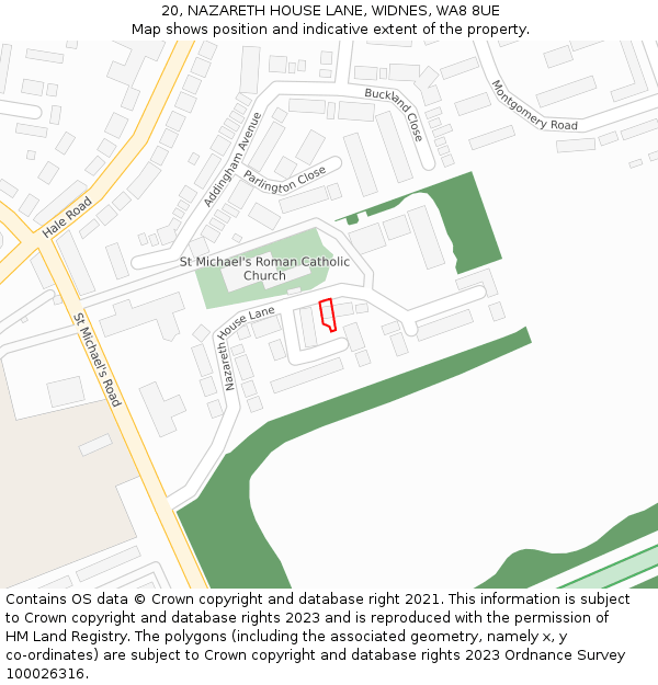 20, NAZARETH HOUSE LANE, WIDNES, WA8 8UE: Location map and indicative extent of plot
