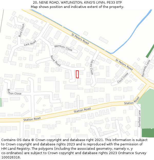 20, NENE ROAD, WATLINGTON, KING'S LYNN, PE33 0TP: Location map and indicative extent of plot