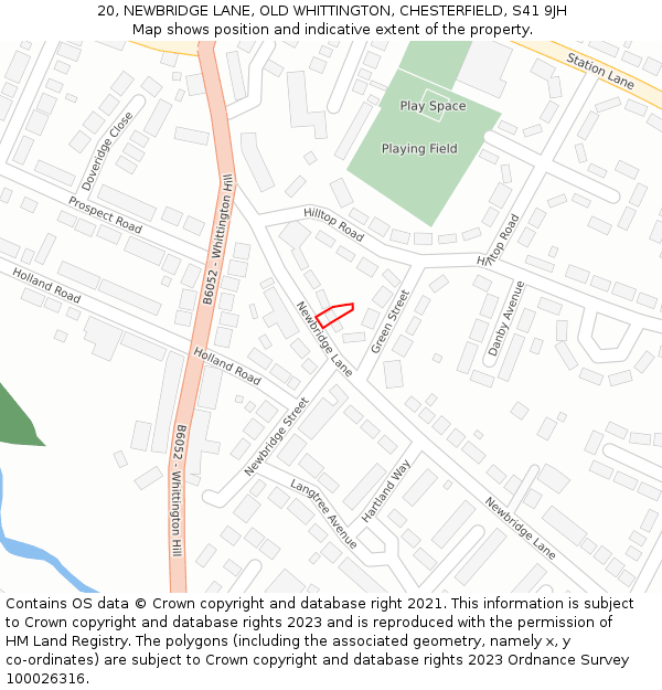 20, NEWBRIDGE LANE, OLD WHITTINGTON, CHESTERFIELD, S41 9JH: Location map and indicative extent of plot