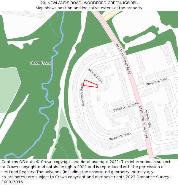 20, NEWLANDS ROAD, WOODFORD GREEN, IG8 0RU: Location map and indicative extent of plot