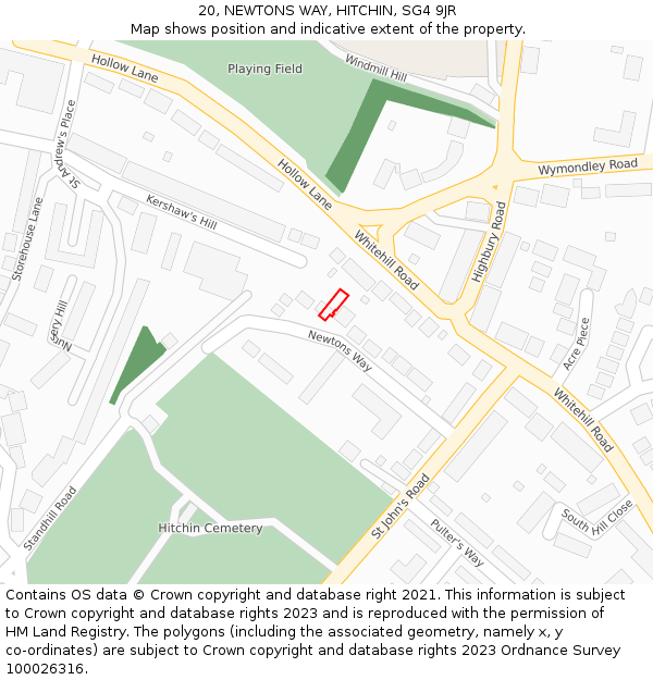 20, NEWTONS WAY, HITCHIN, SG4 9JR: Location map and indicative extent of plot